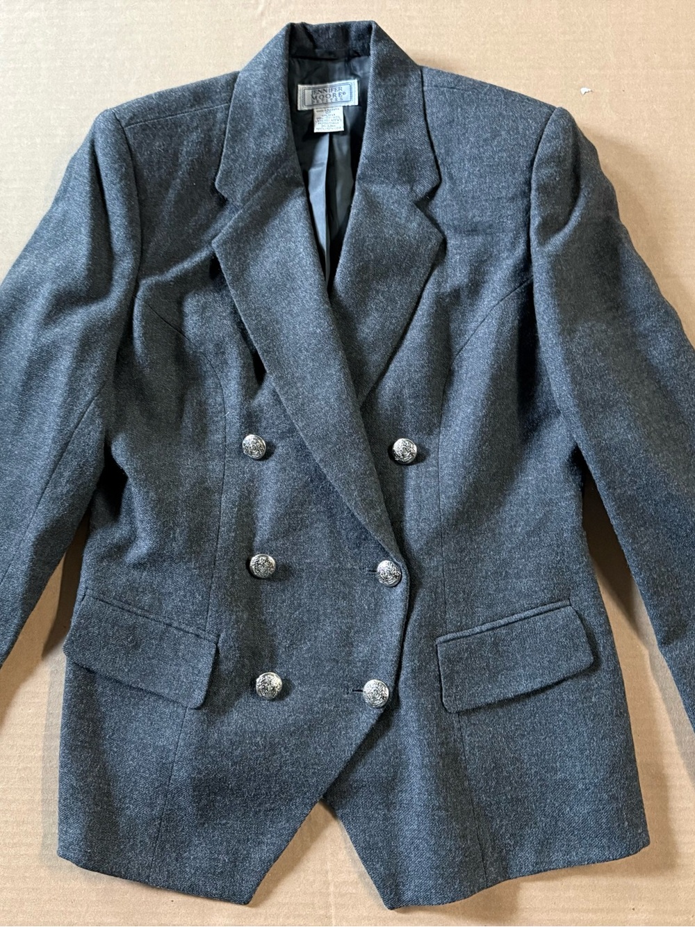 Lord & Taylor Charcoal Double-Breasted Wool-Blend Blazer Size 10P